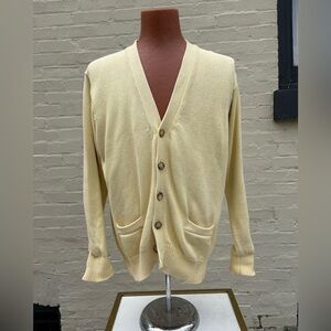 Vintage Lands EndMen's Yellow Cardigan Sweater Sz L